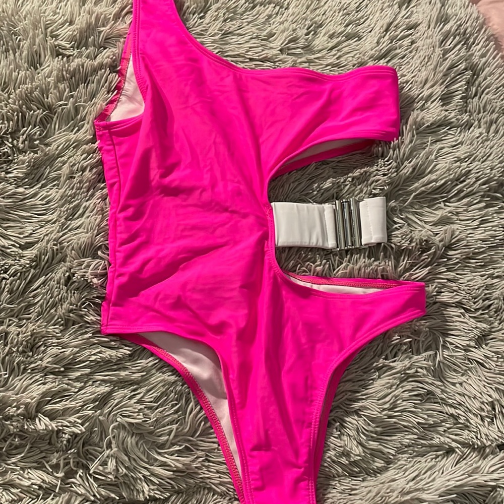 shein hot pink one piece swimsuit
